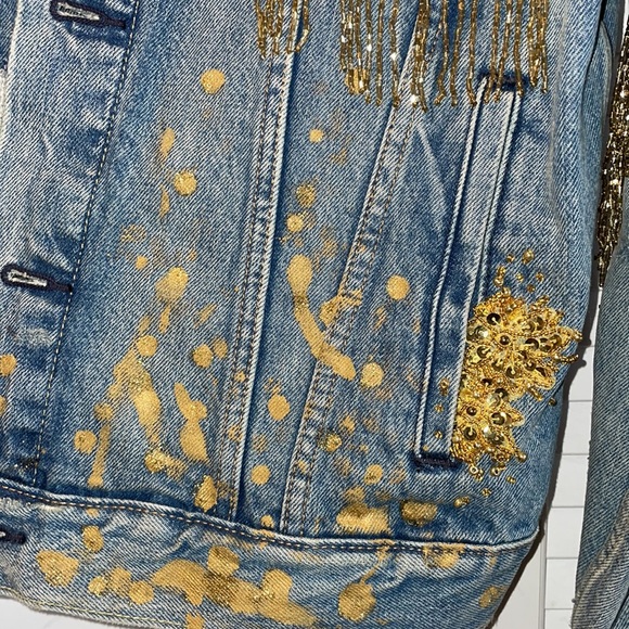 Hand beaded levi’s denim jacket - Picture 4 of 8